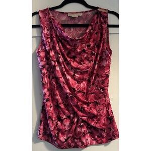 MICHAEL KORS Sleeveless Pink Red Floral Top Blouse Size Petite Small